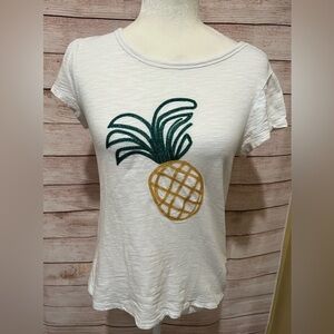 LC Lauren Conrad Women White Short Sleeve T-Shirt XS